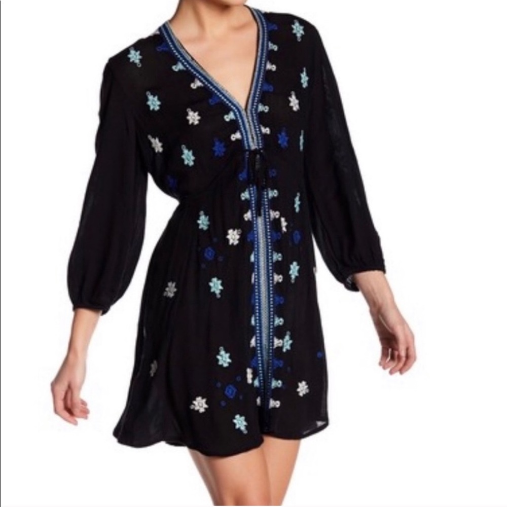 Free People • Star Gazer Black Long Sleeve Dress